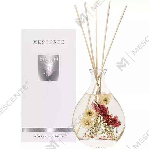 Ensemble de diffuseur de parfum en verre de luxe en gros M&Scent avec bâtonnets en rotin et bouchon, marque privée
